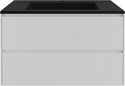 Style Line Тумба с кварцевой раковиной антрацит Лима 80 Plus подвесная эмаль белая матовая – фотография-1